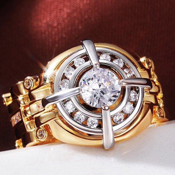 💞Shiny Advanced Zircon Watch Dial Fashion Tops Luxury Ring for Man,MARR9062 - Picture 1 of 7